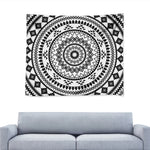 Black And White Tribal Mandala Print Tapestry