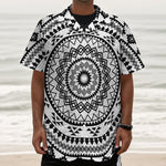Black And White Tribal Mandala Print Textured Short Sleeve Shirt