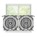 Black And White Tribal Mandala Print Tier Curtains