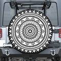 Black And White Tribal Mandala Print Tire Cover