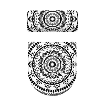Black And White Tribal Mandala Print Toilet Lid And Tank Cover Set