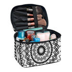 Black And White Tribal Mandala Print Travel Makeup Bag