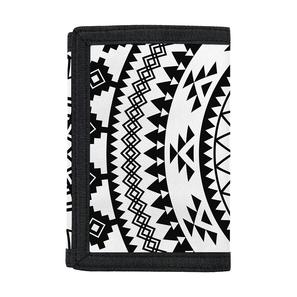 Black And White Tribal Mandala Print Trifold Wallet
