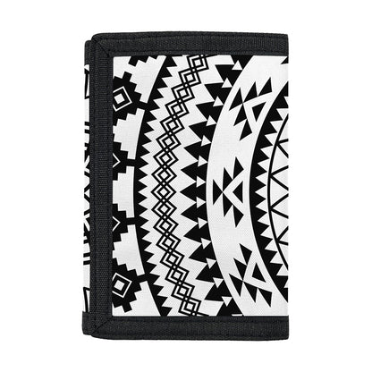 Black And White Tribal Mandala Print Trifold Wallet