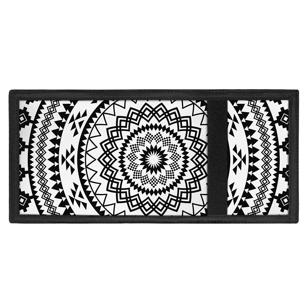 Black And White Tribal Mandala Print Trifold Wallet
