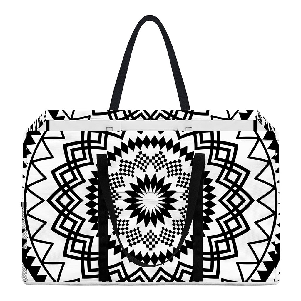 Black And White Tribal Mandala Print Utility Tote Bag
