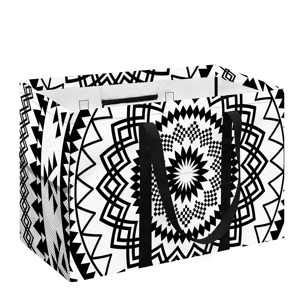 Black And White Tribal Mandala Print Utility Tote Bag