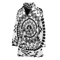 Black And White Tribal Mandala Print Women's Bathrobe