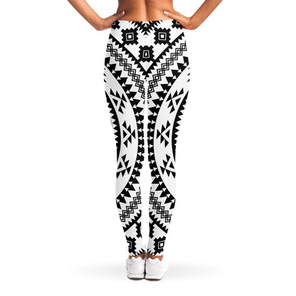 Black And White Tribal Mandala Print Women's Leggings