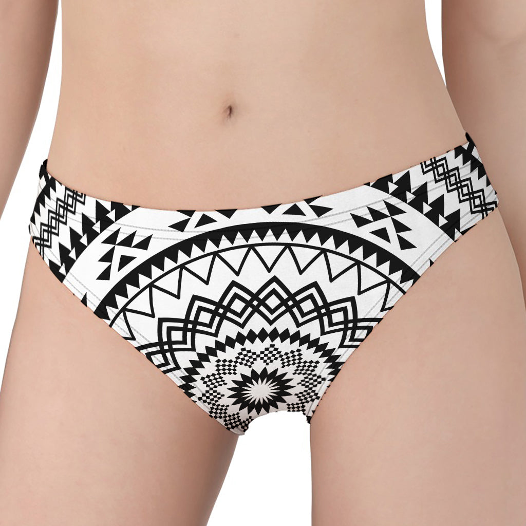 Black And White Tribal Mandala Print Women's Panties