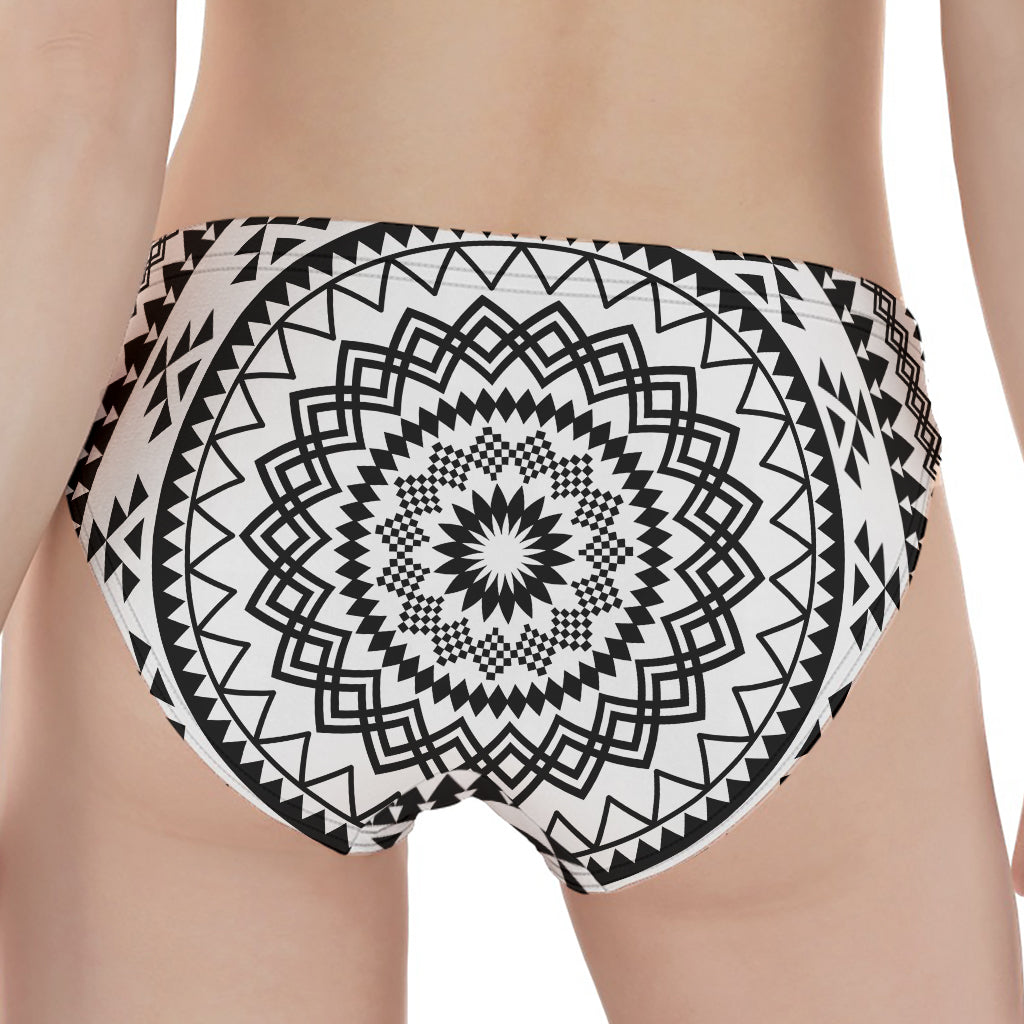 Black And White Tribal Mandala Print Women's Panties