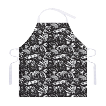 Black And White Tropical Palm Leaf Print Adjustable Apron