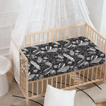 Black And White Tropical Palm Leaf Print Baby Crib Sheet
