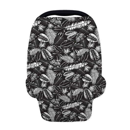 Black And White Tropical Palm Leaf Print Baby Seat Cover