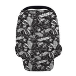 Black And White Tropical Palm Leaf Print Baby Seat Cover