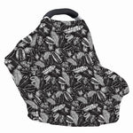 Black And White Tropical Palm Leaf Print Baby Seat Cover
