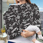 Black And White Tropical Palm Leaf Print Baby Seat Cover