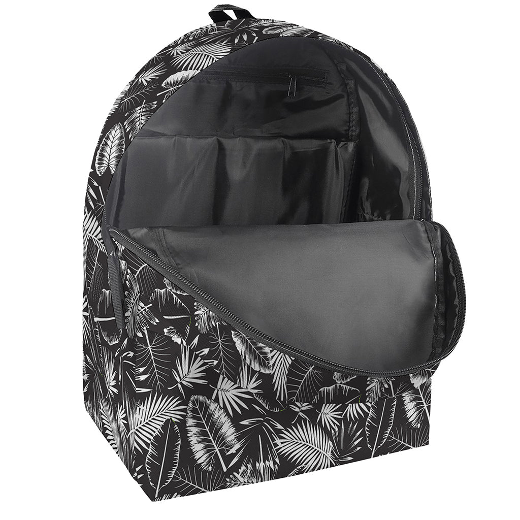 Black And White Tropical Palm Leaf Print Backpack