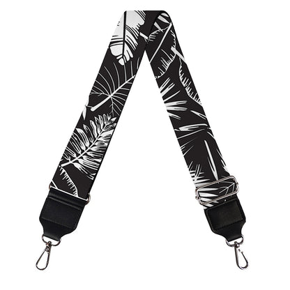 Black And White Tropical Palm Leaf Print Bag Strap