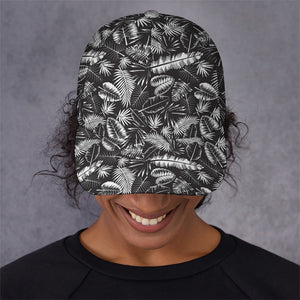 Black And White Tropical Palm Leaf Print Baseball Cap