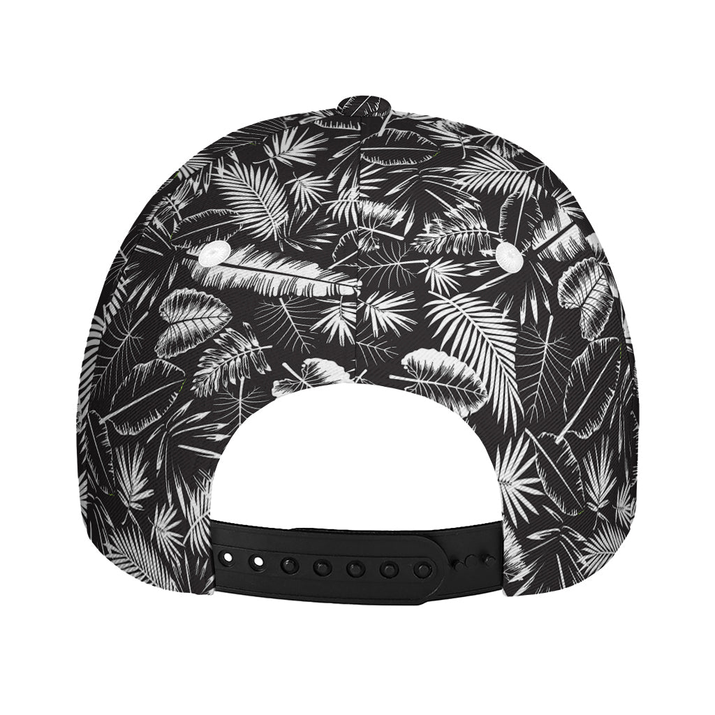 Black And White Tropical Palm Leaf Print Baseball Cap