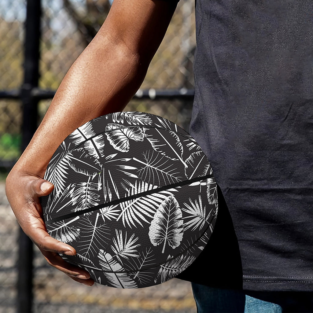 Black And White Tropical Palm Leaf Print Basketball