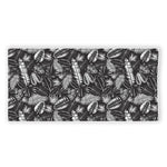 Black And White Tropical Palm Leaf Print Beach Towel