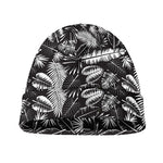 Black And White Tropical Palm Leaf Print Beanie