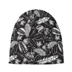 Black And White Tropical Palm Leaf Print Beanie