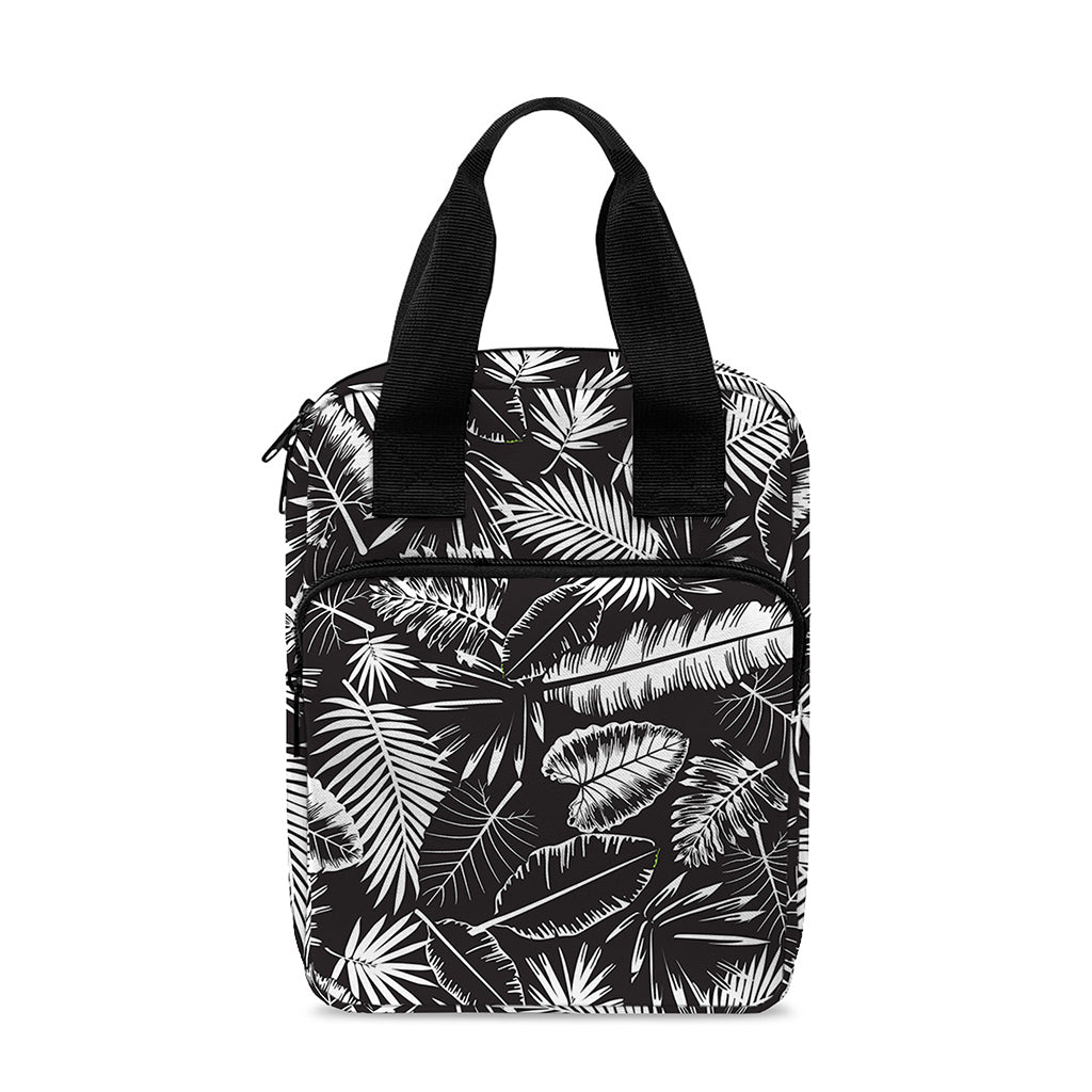 Black And White Tropical Palm Leaf Print Bible Tote Bag