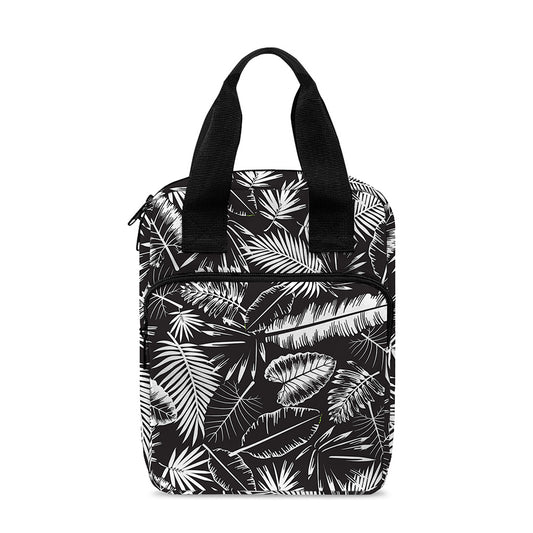Black And White Tropical Palm Leaf Print Bible Tote Bag