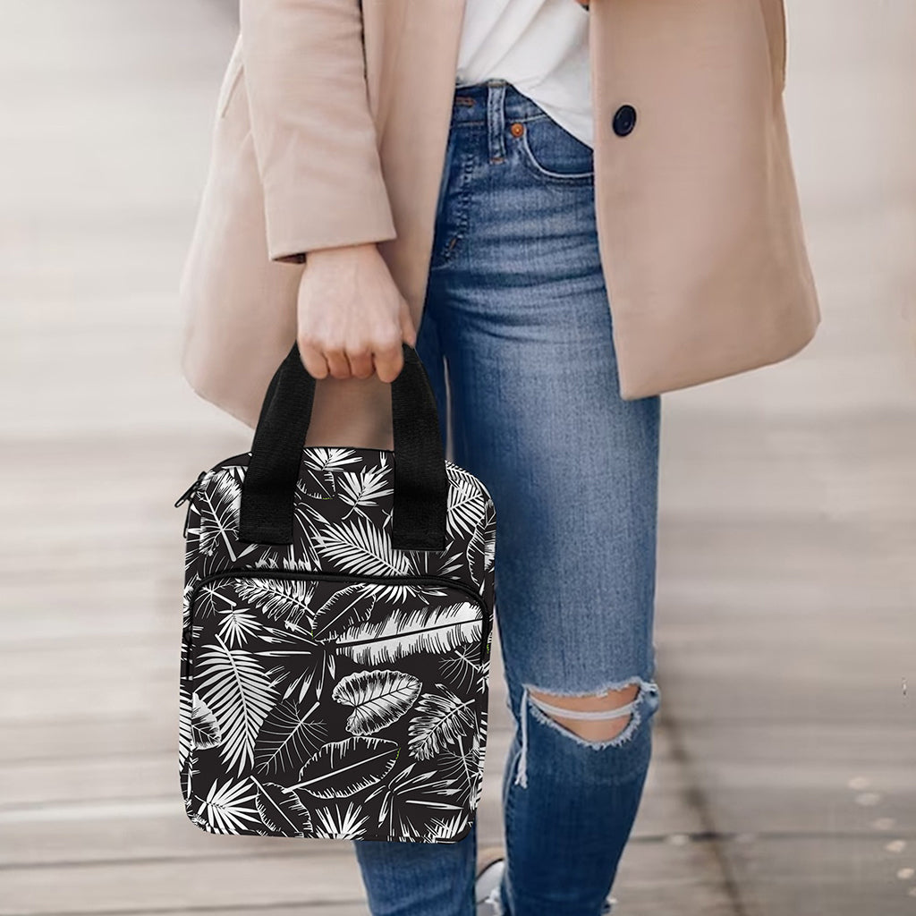 Black And White Tropical Palm Leaf Print Bible Tote Bag
