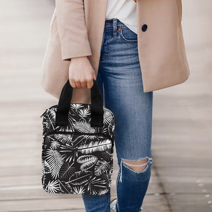 Black And White Tropical Palm Leaf Print Bible Tote Bag