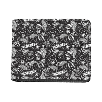 Black And White Tropical Palm Leaf Print Bifold Wallet