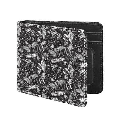 Black And White Tropical Palm Leaf Print Bifold Wallet