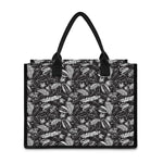 Black And White Tropical Palm Leaf Print Canvas Tote Bag