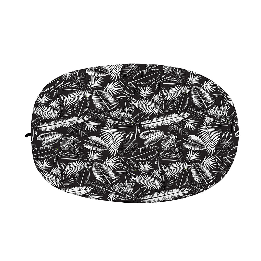 Black And White Tropical Palm Leaf Print Car Side Mirror Covers