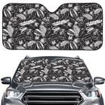 Black And White Tropical Palm Leaf Print Car Windshield Sun Shade