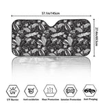 Black And White Tropical Palm Leaf Print Car Windshield Sun Shade