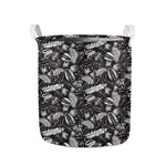 Black And White Tropical Palm Leaf Print Collapsible Laundry Basket