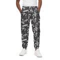 Black And White Tropical Palm Leaf Print Cotton Sweatpants