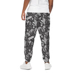 Black And White Tropical Palm Leaf Print Cotton Pants