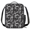 Black And White Tropical Palm Leaf Print Crossbody Lunch Bag