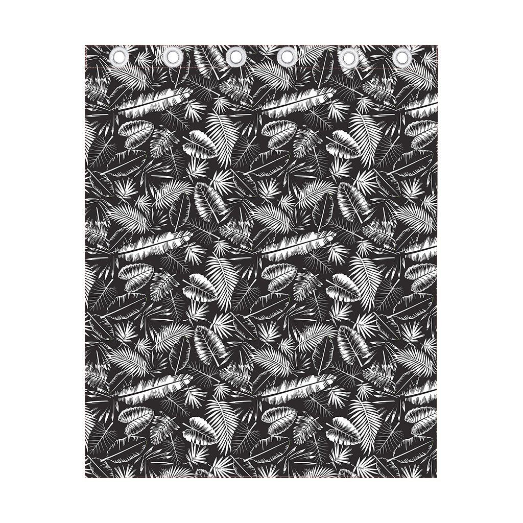 Black And White Tropical Palm Leaf Print Curtain