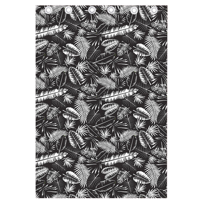 Black And White Tropical Palm Leaf Print Curtain