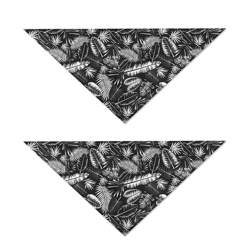 Black And White Tropical Palm Leaf Print Dog Bandana