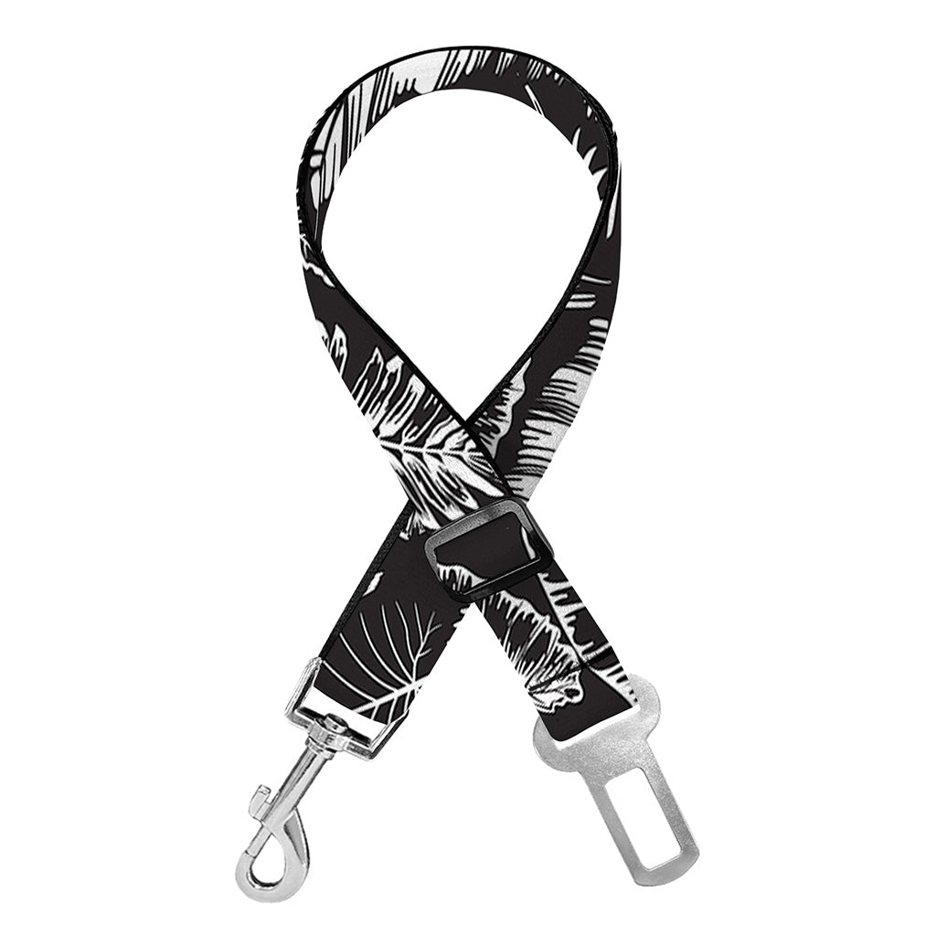 Black And White Tropical Palm Leaf Print Dog Seat Belt