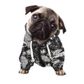 Black And White Tropical Palm Leaf Print Dog Zip Up Hoodie