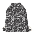 Black And White Tropical Palm Leaf Print Drawstring Bag