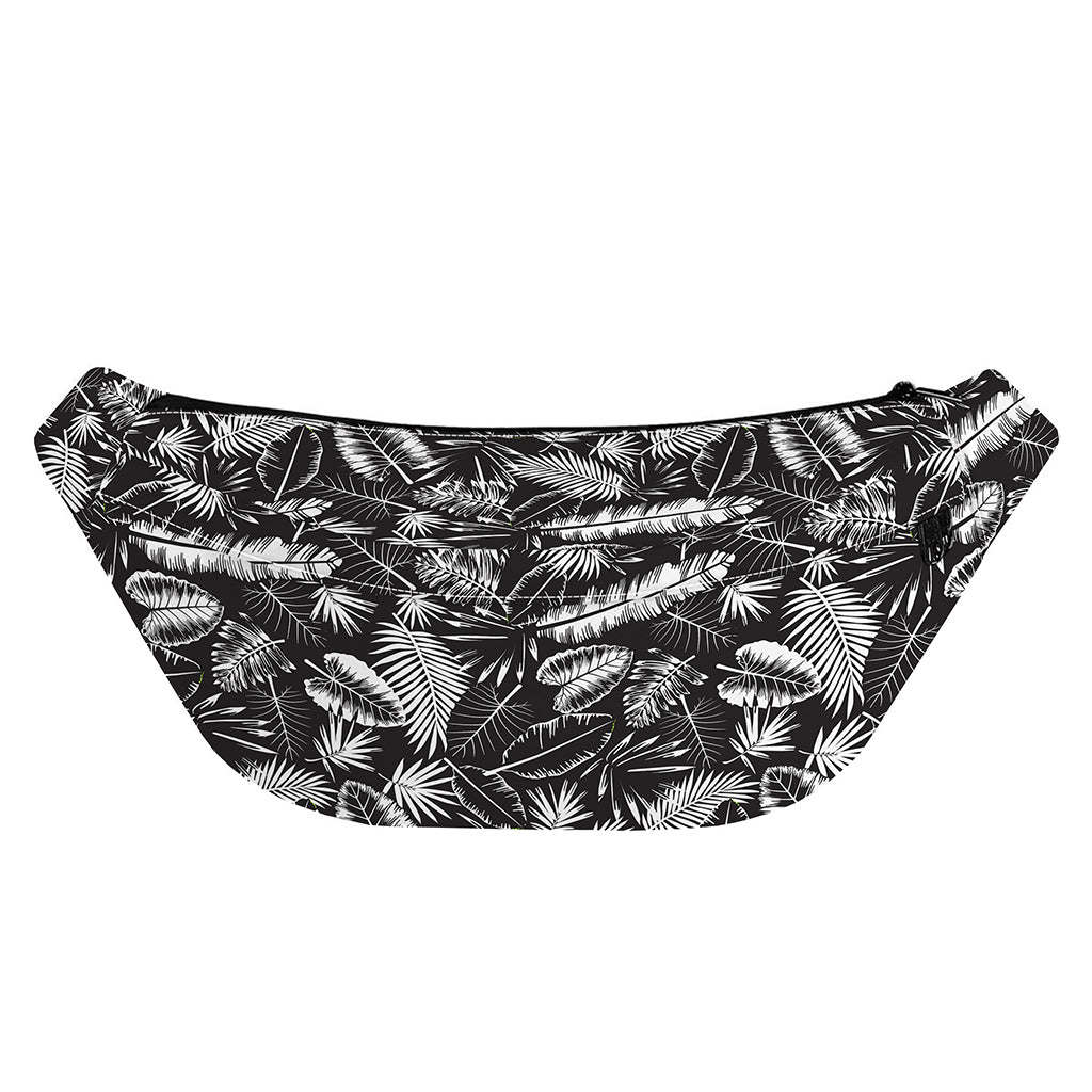 Black And White Tropical Palm Leaf Print Fanny Pack